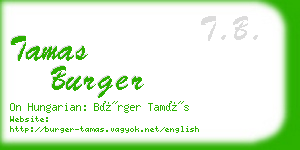 tamas burger business card